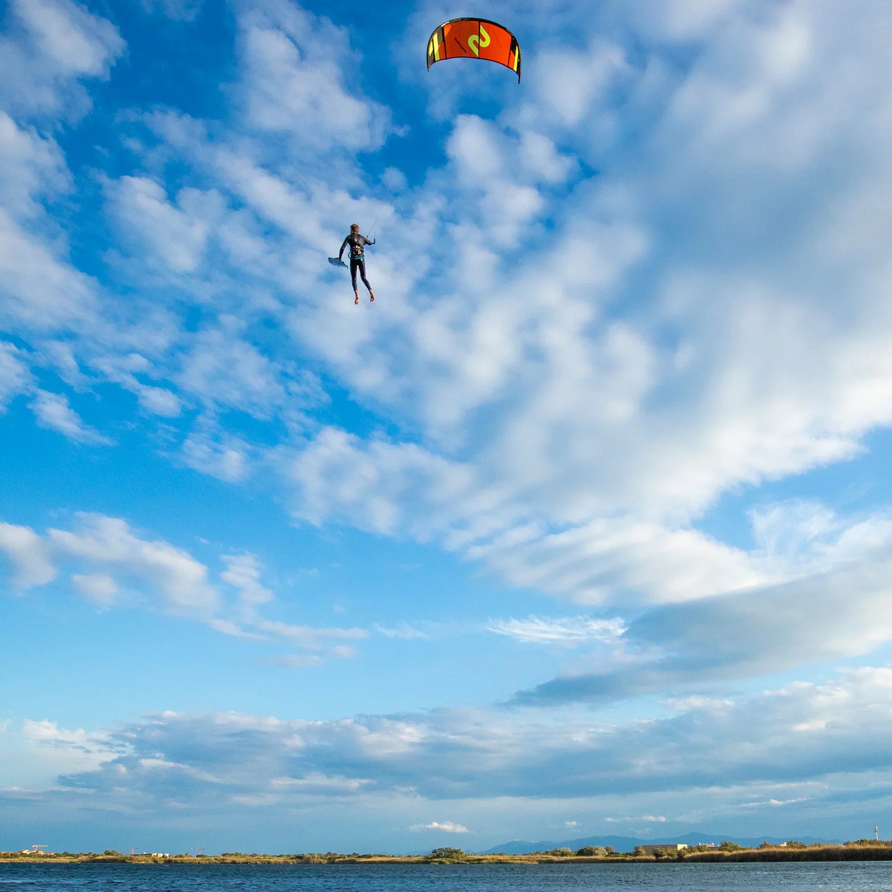 Kitesurfer flying high