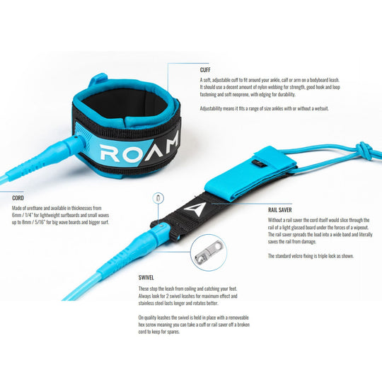 ROAM Surfboard Leash Premium 9.0 Weiss