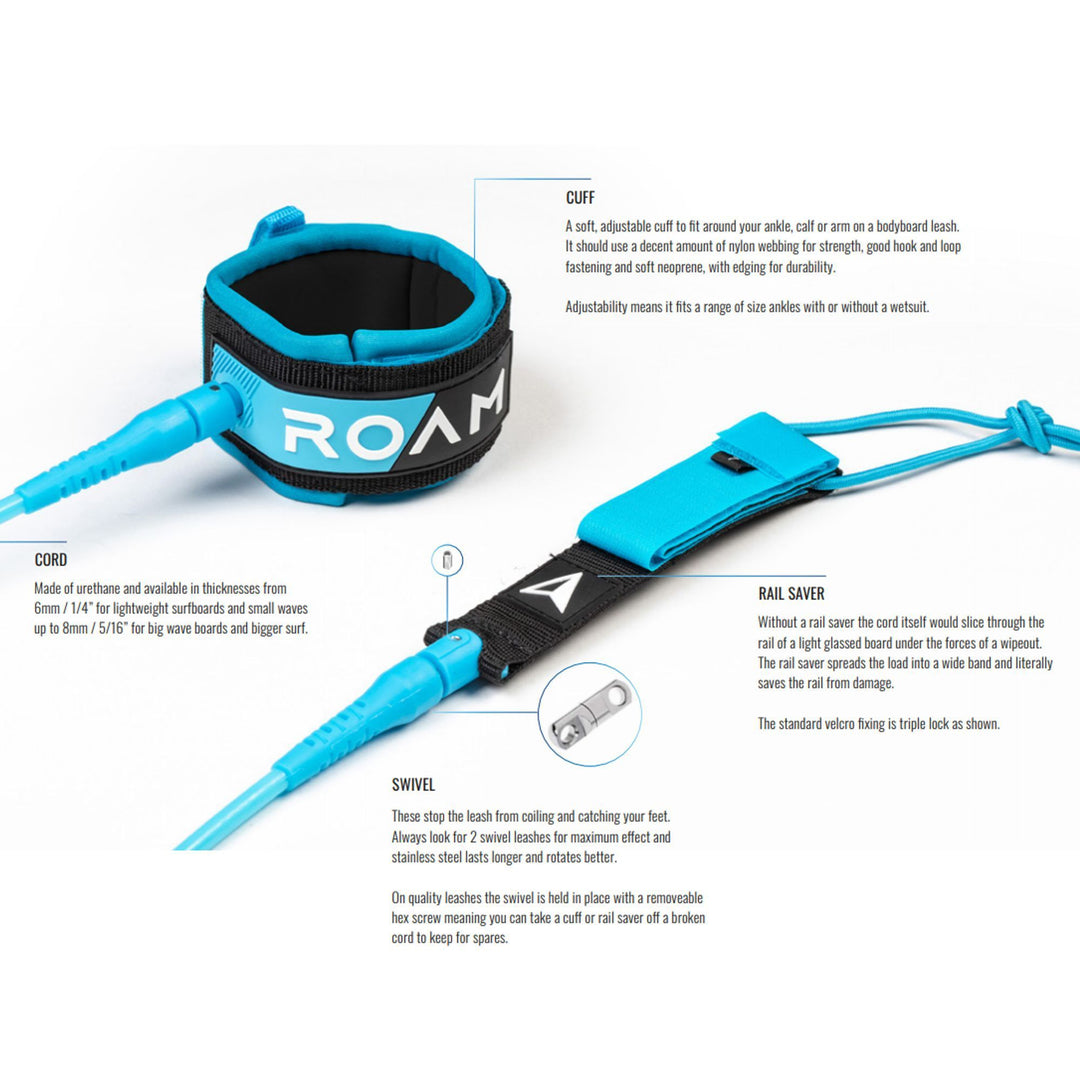 ROAM Surfboard Leash Premium 9.0 Weiss