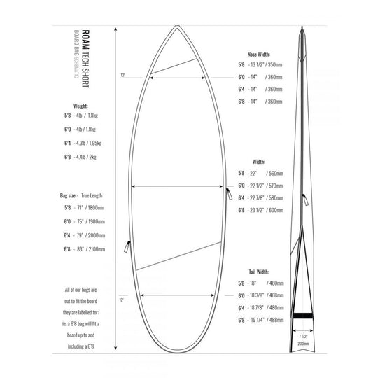ROAM Boardbag Surfboard Tech Bag Shortboard