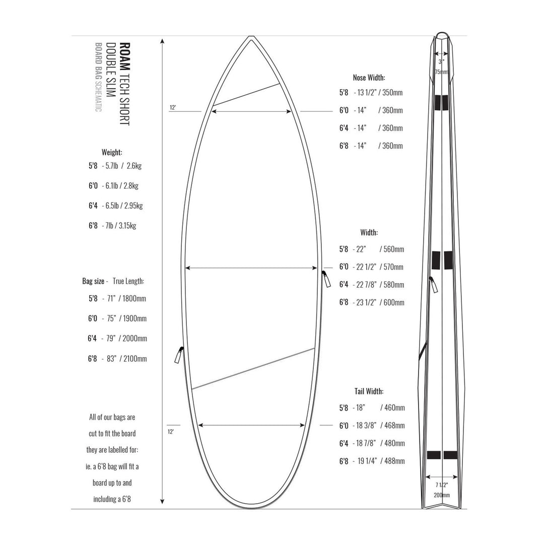 ROAM Boardbag Surfboard Tech Bag Doppel Short