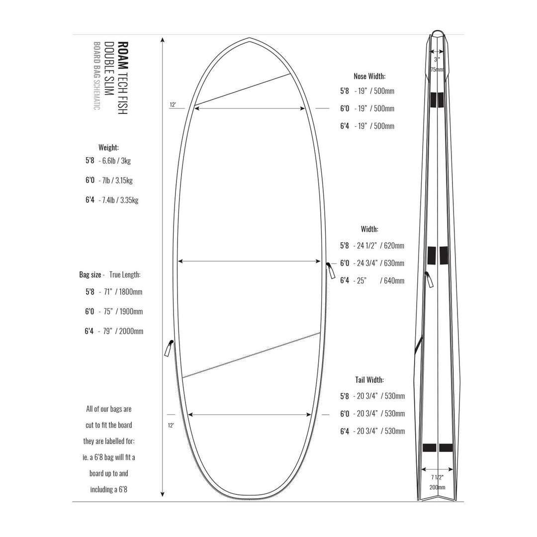 ROAM Boardbag Surfboard Tech Bag Doppel Fish