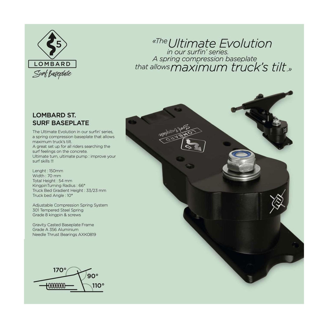 Flying Wheels Lombard Surfskate Basisplatte truck Schwarz