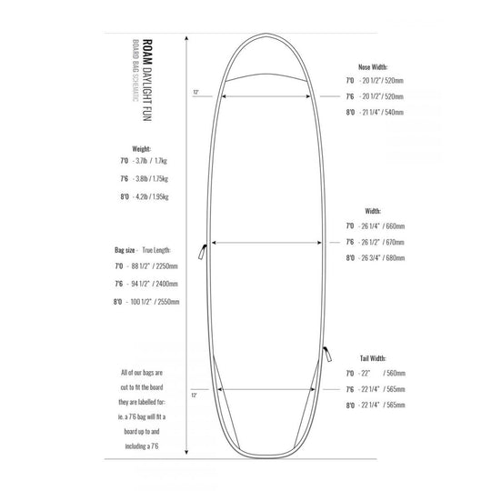 ROAM Boardbag Surfboard Daylight Funboard PLUS
