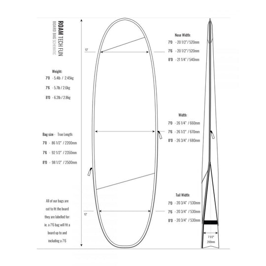 ROAM Boardbag Surfboard Tech Bag Funboard PLUS