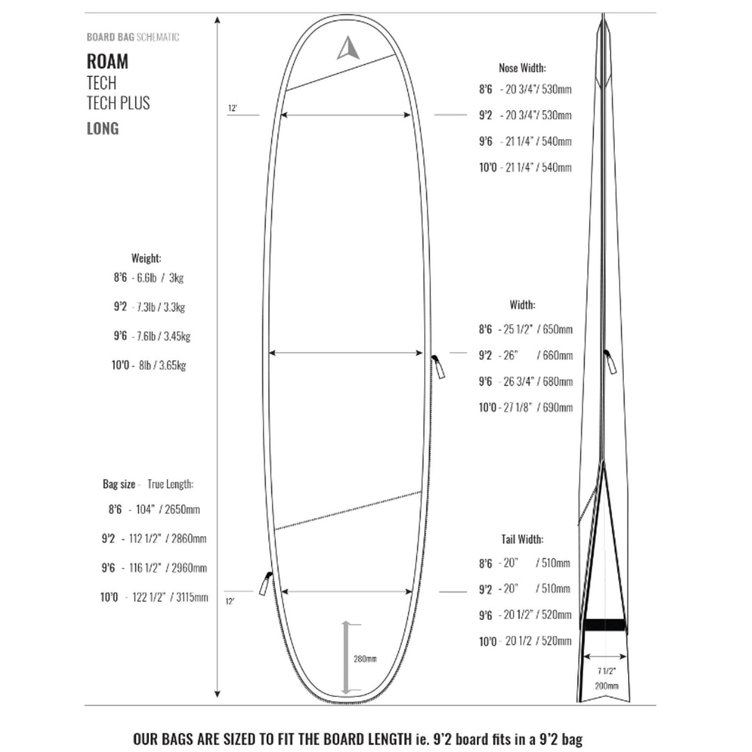 ROAM Boardbag Surfboard Tech Bag Long PLUS