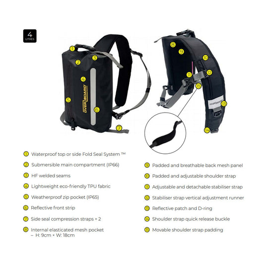 OverBoard wasserdichter Sling Bag Bodybag 4 Black