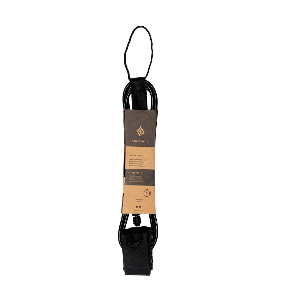 GREENFIX Surfboard Leash Recycled PU 8.0 Black ECO