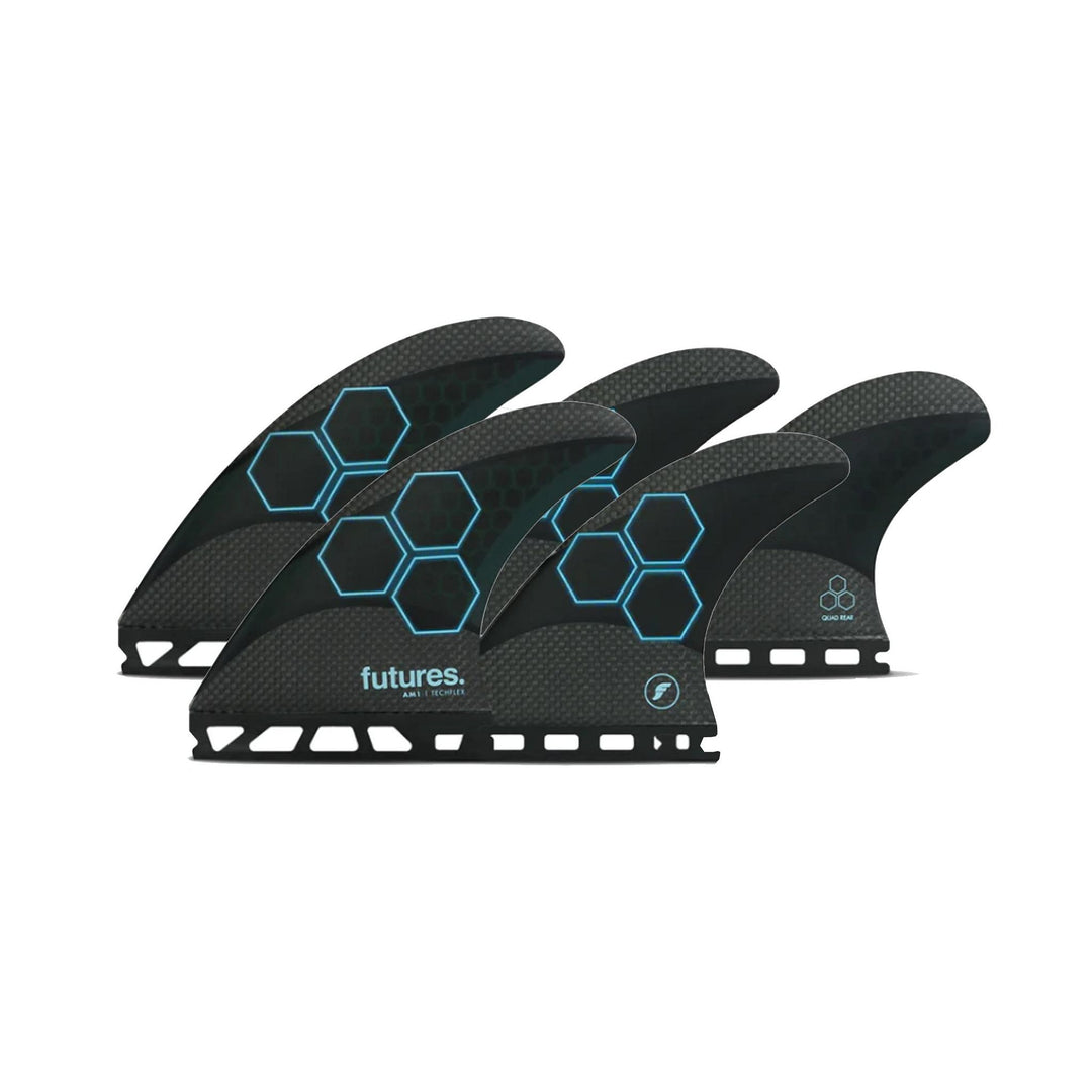 FUTURES Quad Thruster 5 Fin Set AM Techflex Black