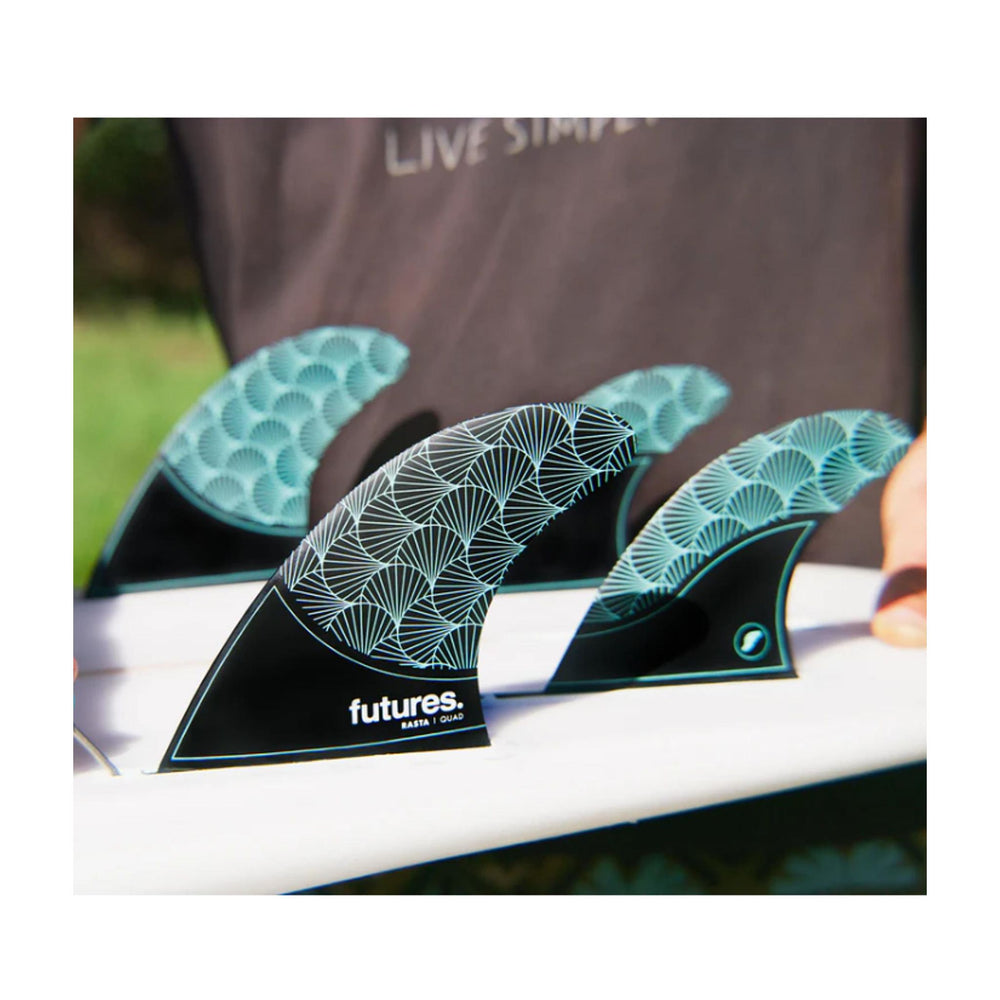 FUTURES Quad 4 Fin Set Rasta Honeycomb Türkis