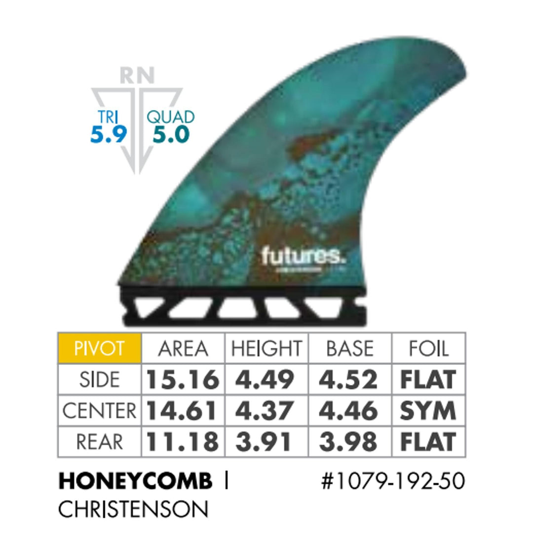 FUTURES Quad Thruster 5 Fin Set Christenson Honeycomb