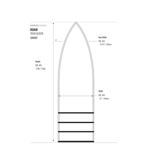 ROAM Boardbag Surfboard Tech Socke 5.8-6.4 Black