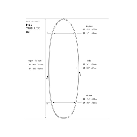 ROAM Stealth Sleeve Fish Surfboard-Tasche Grey