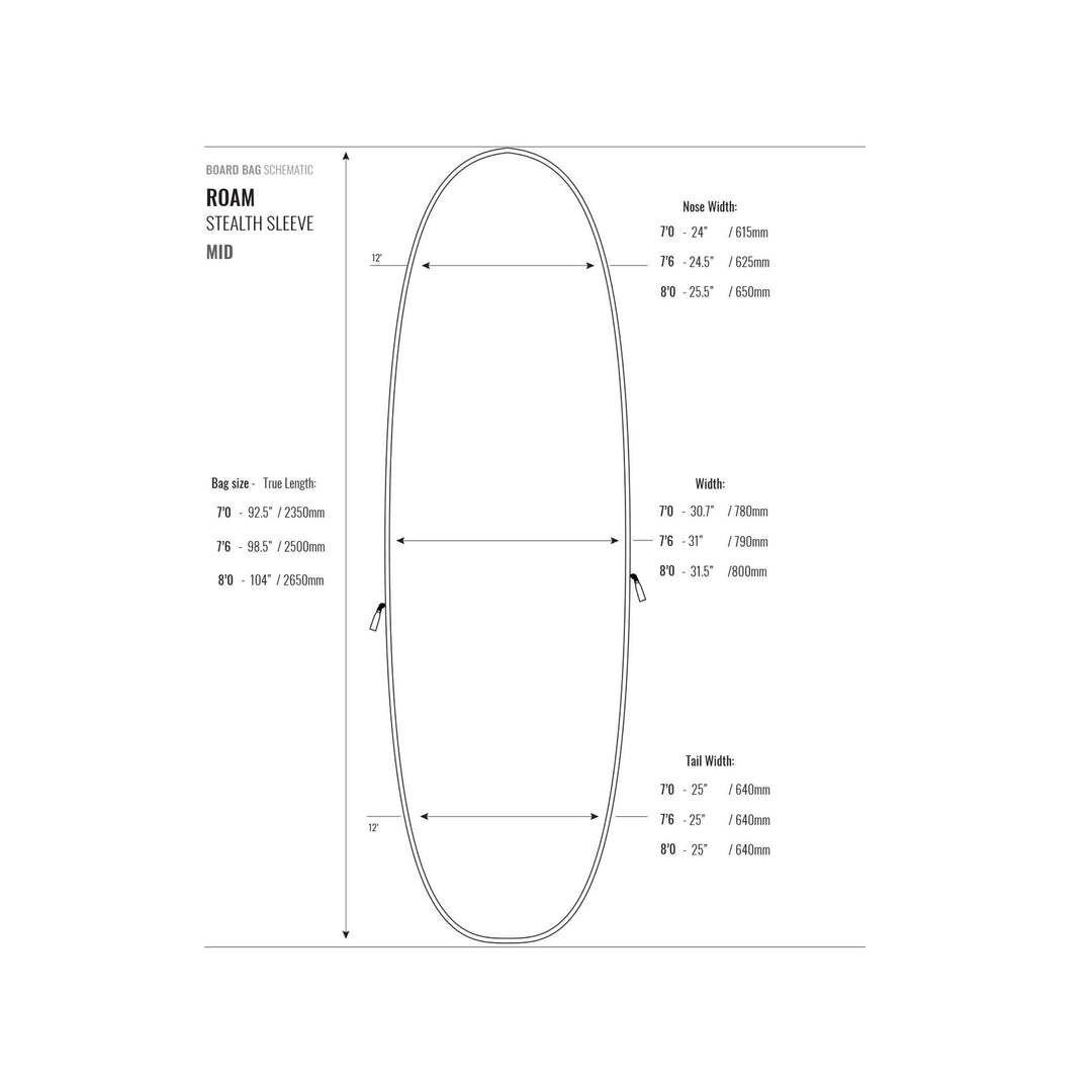 ROAM Boardbag Surfboard Stealth Sleeve Fun Gray