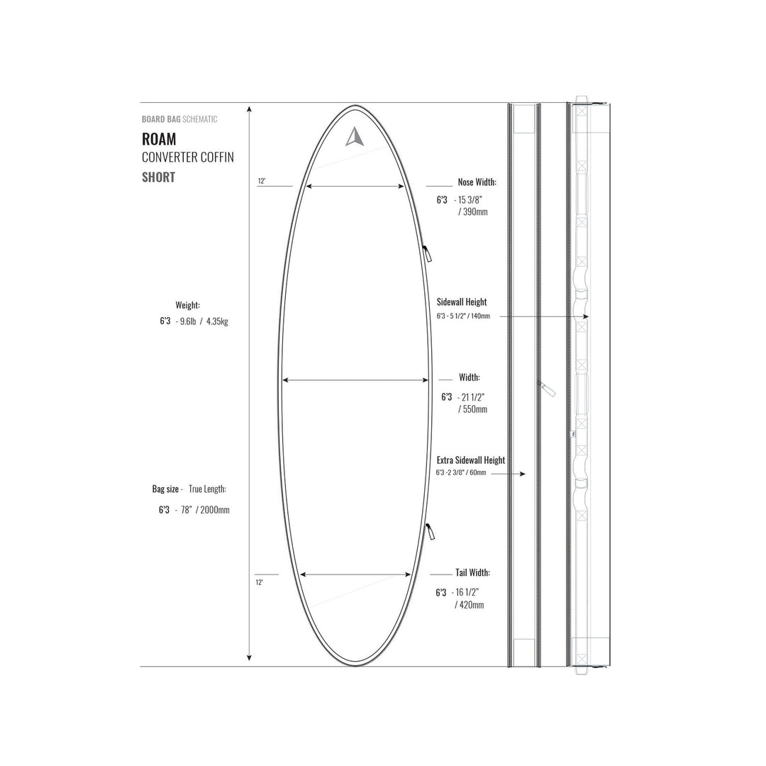 ROAM Boardbag Surfboard Converter Coffin Black