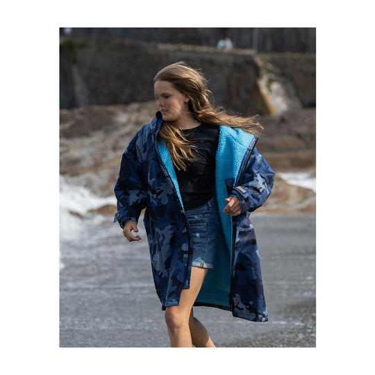 DRYROBE Advance Long Sleeve KIDS Camo Blau