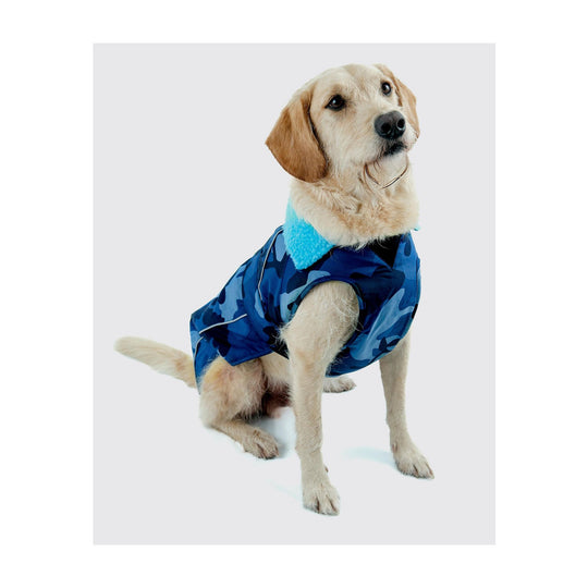 DRYROBE Dog Coat Hundemantel Blue Camo Dogs