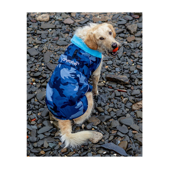DRYROBE Dog Coat Hundemantel Blue Camo Dogs