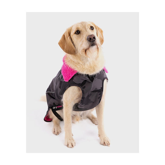 DRYROBE Dog Coat Hundemantel Black Camo Pink Dogs