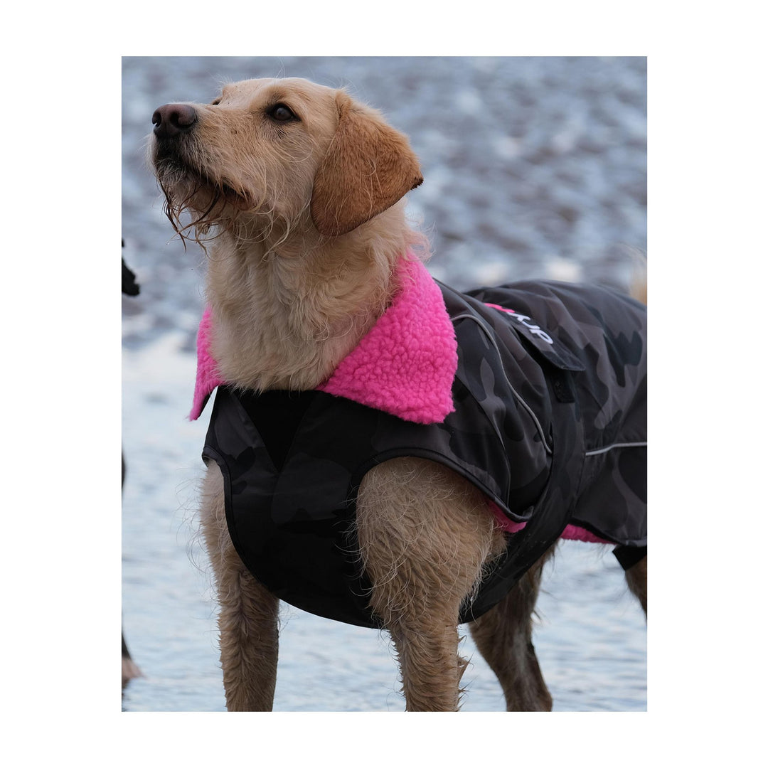 DRYROBE Dog Coat Hundemantel Black Camo Pink Dogs