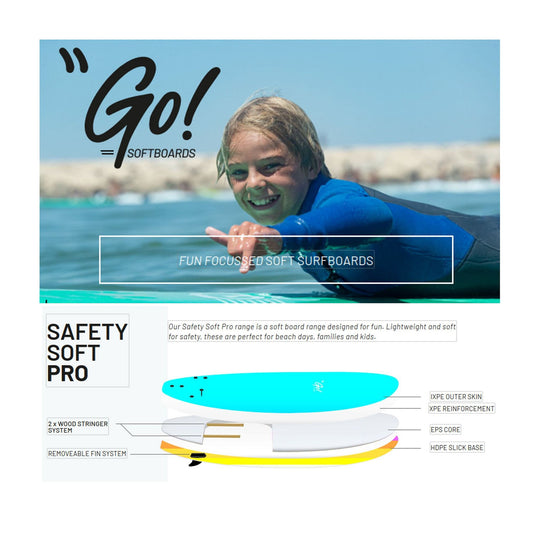 GO Surfboard Safety Soft Pro 9.0 Blue Rainbow